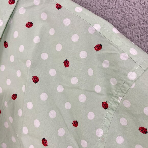 NWOT Lands' End Men's XL Mint Green Polka Dot & Ladybug Short Sleeve Button-Up - Picture 9 of 11